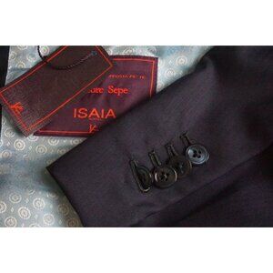 Isaia Gregorio Blue Herringbone S130s Wool Sport Coat Jacket 42S BRAND NEW